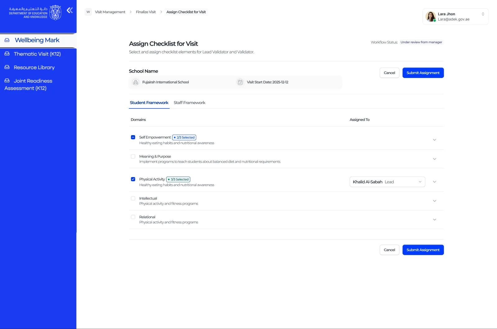 Assigning the checklist